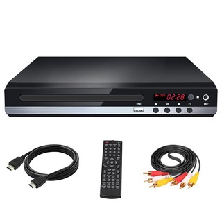 휴비나인 DVD시디플레이어 TV용 미국 플러그 홈 휴대용 VCD 쉬운 설치 DVD 플레이어 원격 제어 노래방 멀티 포맷 마이크 입력 CD 케이블 USB 포함, 2