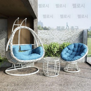 행잉체어 둥지 흔들 그네 거실 해먹 공중 스윙 카페, 2인 2봉 화이트 3종 세트 땋은 꽃 우주선 우주 의자