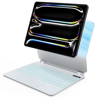 아이패드 프로 M4 13인치 전용 매직 키보드 블루투스 케이스 한글 iPad Pro 케이스, 화이트, 1개