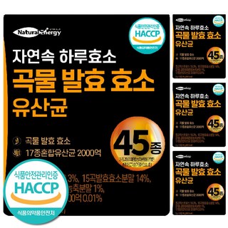 자연속 하루 효소 곡물 발효 효소 유산균 45종, 90g, 4개