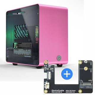 라즈베리파이5 미니타워 알루미늄 방열 케이스 [DT/ Pink] + M.2 NVMe SSD 쉴드[ECR5 SSDS]
