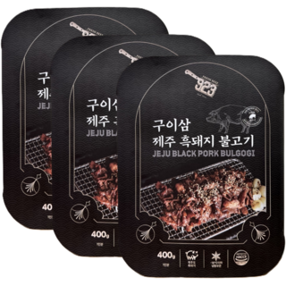 제주산 흑돼지 돈불고기 특제양념 국산 100%, 3개, 400g