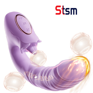 stsm 장미 딜도 진동 /신축진동/ 혀 핥성 내부자극 진동모드 클리 A스팟 G스팟 여성 여성용 성인용품, 연보라색, 1개 대표 이미지 - 딜도 추천