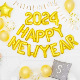 신년 파티 장식세트 [해피뉴이어 2024 골드], 1개