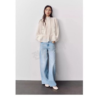 ZARA 자라 여성복 화이트 트리밍 패치 차이나 긴팔 셔츠