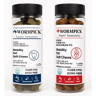 [동물병원간식]WORMPICK 웜픽 가수분해 영양제 강아지간식 애견간식, 600g, 1개, 2종 SET