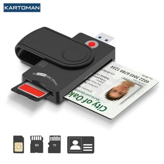 KARTOMAN USB 20 스마트 카드 리더 마이크로 SDTF 메모리 ID 은행 EMV 전자 DNIE dni 시민 sim cloner 커넥터 어댑터, 한개옵션0, 단일옵션