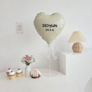 이벤트홀릭 레터링 하트 풍선 스탠드 세트 파티용품 자유문구 스티커, 1개, 01.크림 세트