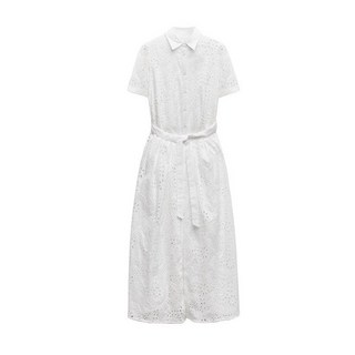 자라 여성 원피스 화이트 펀칭 자수 카라 벨트 ZARA