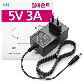 DC 5V 3A 어댑터 (월마운트타입) 직류전원장치 5V3A아답터, TY0500300KImn (4x1.7mm), 1개
