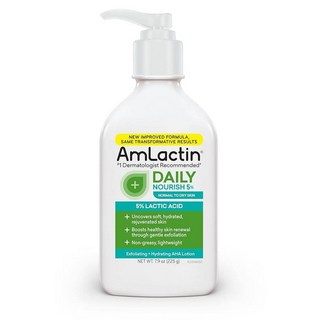 AmLactin Daily Nourish 5% - 224g8.5온스 바디 로션 젖산 함유 건조한 피부용 각질 제거제 및 모이스처라이저 포장은 다를 수 있음 268653, 1개, 225g