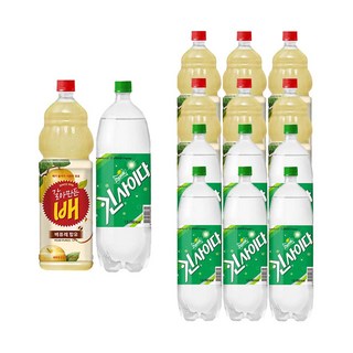 [드링킹] 갈아만든배 1.5L 6개 +킨사이다 1.5L 6개, 12개입