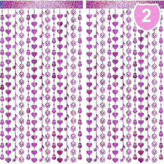 4팩 은박 프린지 커튼 생일 결혼식 베이비 샤워 바슐로레트 파티 70년대 80년대 90년대 테마 디스코 장식 용품, Pink Fringe