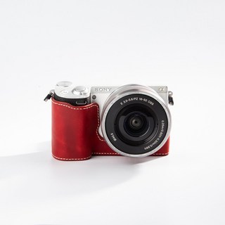 소니 NEX-5/5R/5c 케이스 가죽 카메라 가방 보호 리얼 하프 커버, 01 Crazy Horse Red, 03 For Sony NEX-5