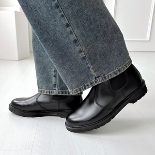 넘버원슈 남자 데일리 발편한 4.5cm 키높이 가죽 앵클 첼시부츠
