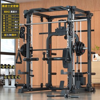 갠트리 올인원 스쿼트 스미싱 탱크형옵션모델 머신, 스미스 머신 80kg 블랙 바벨 세트, 1개