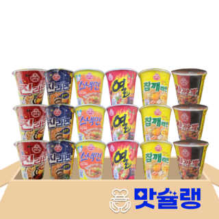 오뚜기 소컵라면 6종 18개입 (진라면매운맛3 + 진라면순한맛3 + 참깨라면3 + 열라면3 + 스낵면3 + 진짬뽕3), 1개