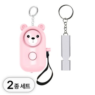 투데이리빙 호신용 곰돌이 경보기 + 호루라기 휴대용 어린이 호신 용품, R79096P(핑크, 2개