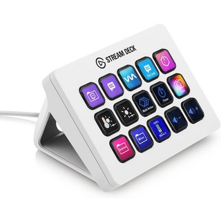 Elgato 스트림 데크 MK.2 스튜디오 컨트롤러 15 매크로 키 트리거 OBS와 같은 앱 및 소프트웨어 Mac PC와, 02 WHITE, 1개