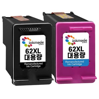 HP62XL 검정+칼라 호환잉크 세트 재생 HP7645 ENVY7645 HP250 HP200 HP7640 HP5740 ENVY5740 HP5640, 1개