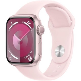 스마트워치 아웃도어 스포츠 방수 Apple Watch 시리즈 9 GPS 41mm 미드나잇 밴드 S/M이 포함된 알루미늄 케이스 리퍼, Pink Aluminum Case with Light, S/M - fits 130–180mm wrists