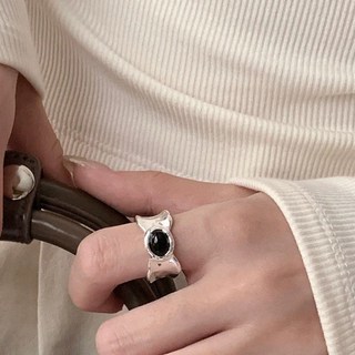Tilova 우아한 오픈 반지 - 마노와 오팔 스톤 세팅 넓은 불규칙한 디자인 여성용 미니멀한 링