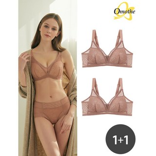 오모떼 U라인 가슴보정 삼각 더블패널 노와이어 보정브라 1+1 2종 택일