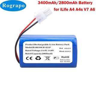 ILife 로봇용 배터리 14.8V 3400mAh 2800mAh 18650B4-4S1P-AAF-4 UR18650ZT-4S1P-AAF A4 A4s A6 A7 A8, 2)3400mAh