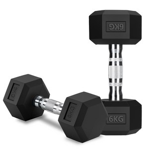 홈짐 홈트 냄새없는 PVC 육각 덤벨, 2개, 6kg