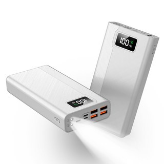 고속충전 PD 22.5W QC3.0 멀티단자 LED 조명등 잔량표시 대용량 보조배터리 30000mAh 화이트 상품 이미지