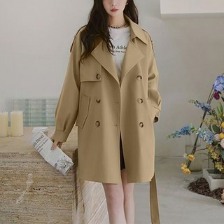 ORZQU 여성 가을 트렌치 벨트 하프 트렌치 코트