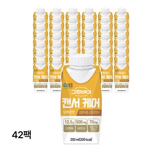 그린비아 캔서 케어 담백한맛 완전균형영양식 200ml, 42개 뉴케어화이바 그린비아 캔서 케어 담백한맛 완전균형영양식 200ml, 42개 뉴케어화이바
