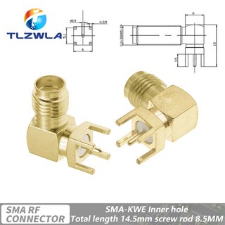 SMA 암 잭 수 플러그 어댑터 납땜 엣지 PCB 직선 직각 마운트 RF 구리 커넥터 소켓 10개, L Type 14.5MM