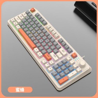 게이밍키보드 사무용키보드 94 키 90 레이아웃 스페인어 러시아어 아랍어 USB 유선 RGB 라이트 볼륨 손잡이 인체 공학 게임 사무실 K82, Korean keyboard, 1)Keyboard bee