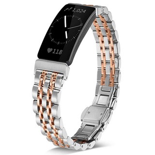 SHANGPULE Fitbit Inspire HR/Inspire 2 / Inspire 밴드와 호환 Fitbit Inspire 여성 남성 라지 스몰 (실버), 1개, 실버 + 로즈 골드