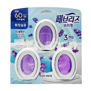 페브리즈 화장실용 비치형 방향제 은은한 라벤더향 3p 본품, 18.9ml, 2개