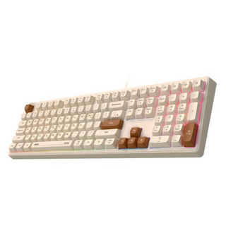 앱코 저소음 풀배열 멤브레인 108키 키보드, 오트밀, MK108