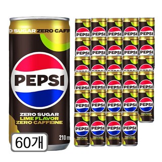 894692 롯데칠성 펩시제로 라임향 제로카페인 210ml 60캔, 60개