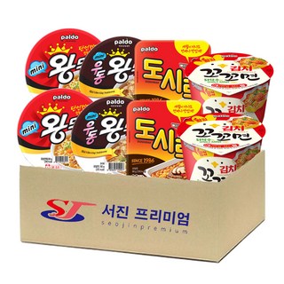 에스제이서진 컵라면 4종(김치꼬꼬면왕컵 2개+미니왕뚜껑 4개+미니왕뚜껑 우동(단종)+도시락 2개) 총8개, 1개