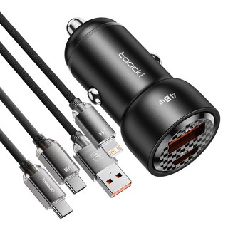 Toocki 차량용시거잭 고속 충전기 QC3.0 PD 48W 알루미늄 A+C타입 고속 차량용 고속 충전기 차량용 C타입 고속 충전기, 블랙
