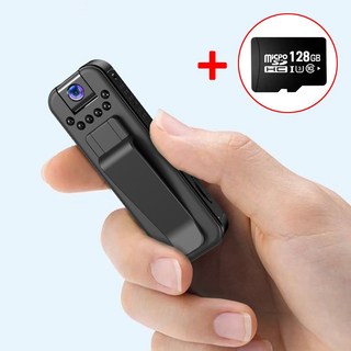 1080P 고화질 초소형 바디캠 액션캠 블랙박스 녹음 카메라, 바디캠 + 128GB SD 카드 × 1개
