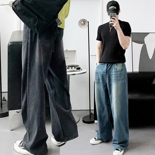 프리미엄 바이오 샌드브러쉬 뒷밴드 와이드 팬츠 데님 청바지