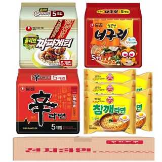 [천지라면] 참깨세트 인기봉지라면 4종 20개입 (짜파게티5 참깨라면5 너구리5 신라면5) 라면스프 1세트
