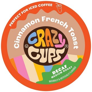 Crazy Cups 디카페인 커피 크레이지 컵스 향미 포드 시나몬 프렌치 토스트 향 싱글 서브 핫 아이스 미디엄 로스트 케이리그 K 컵 머신용 1팩 총 22개, 디카페인 시나몬 프렌치 토스트, 22개입 (1팩)