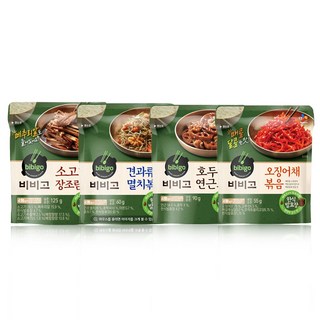 올따옴 CJ 냉장 비비고 (소고기장조림125g+견과류멸치볶음60g+호두연근조림90g+오징어채볶음55g) 4종1세트 125g 상품 이미지