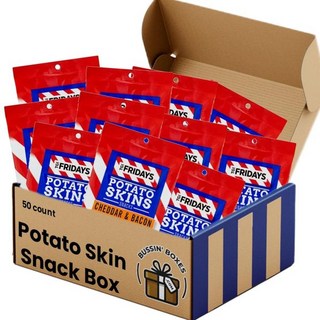 감자칩 TGI 프라이데이즈 대용량 체다 치즈와 베이컨 감자 스킨 스낵 칩 1온스 Bussin Boxes 30개 묶음, 1 온스 (50개 팩)