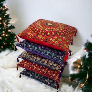 100 면 만다라 쿠션 커버 세트 5개 소파용 장식 16x16인치 보헤미안 소파 농가풍 아라비안 나이트 파티용, 18