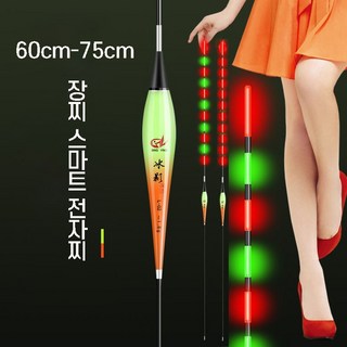 60cm-75cm 장찌 변색 스마트 전자찌 장대 낚시 야광 민물, L-06 3.4g 60cm, 2개