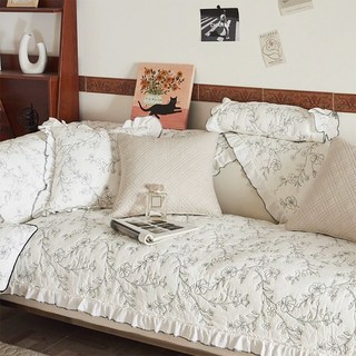 Pogeuni 사계절 워싱 소파 패드 미끄럼 방지 소파 덮개 퀄리티 소파 커버, 1개, 화이트