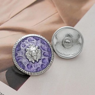 도파민 젤리 버튼 영국 사자 머리 양각 바느질 단추 도구 블라우스, 5. Silver purple 18MM, 1개